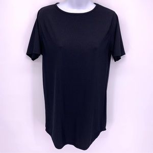 Boohoo Black Short Sleeve Ribbed T-Shirt Size 6